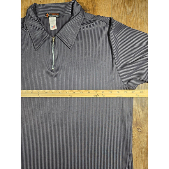 Dangerous Willie Men’s XL Gray Ribbed Liquid Knit 1/4 Zip Disco Shirt Vintage 90 - Picture 6 of 7